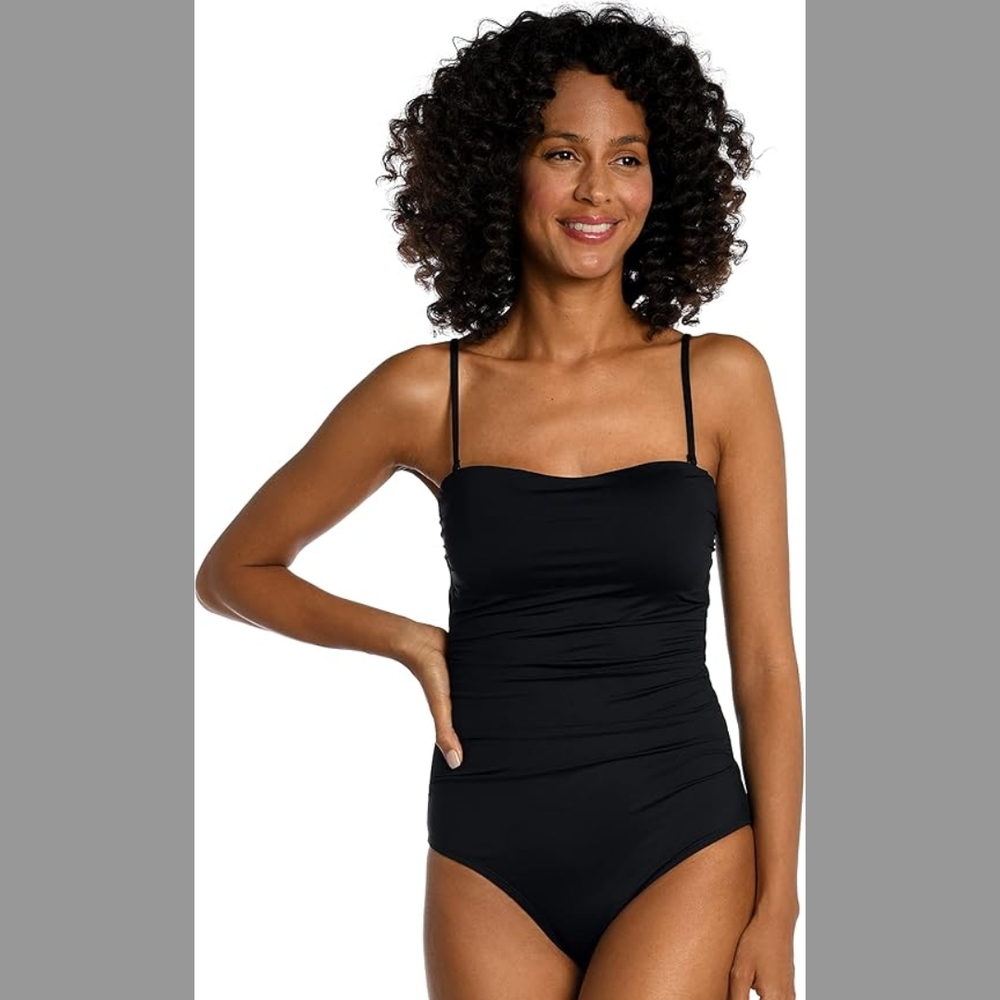 La Blanca Black Ruched One‎ Piece Swimsuit
